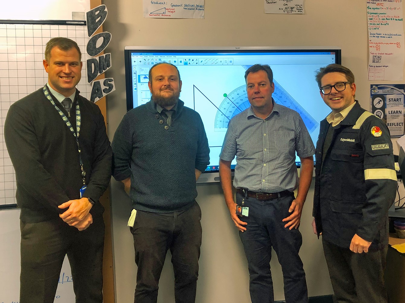 Image From left to right, Martin Darling, Principal Teacher of Business and IT at Beath High; 
Alistair Brown, Maths teacher at Beath High; Andy Fyall, senior technician and Tom 
Antram, Community Liaison at FEP.