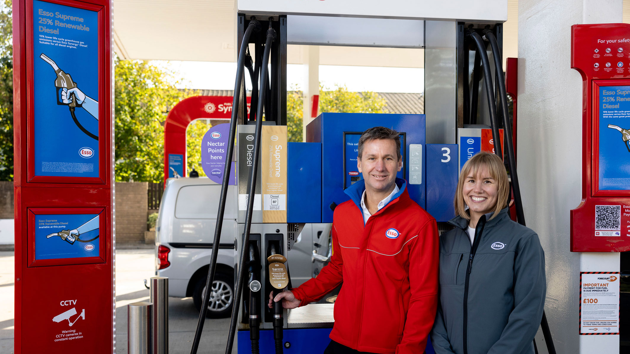Image Testing the retail fuel market for renewable demand, Pat Rutherford, UK  Norway retail channel manager, and Laura Michell, product development advisor.